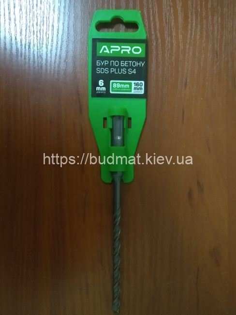 Бур по бетону SDS PLUS S4 6x160мм Apro