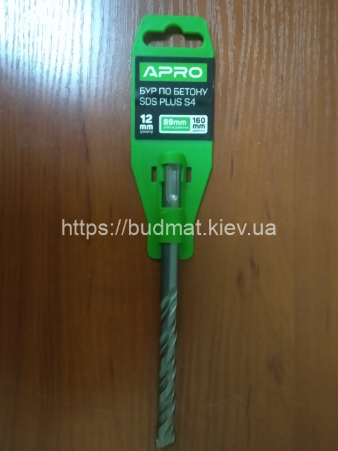 Бур по бетону SDS PLUS S4 12x160мм Apro